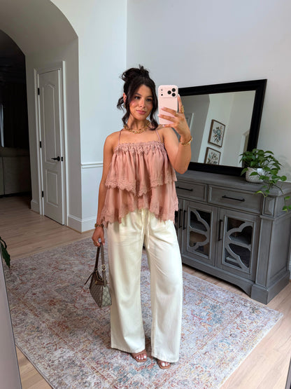 Blush Lace Ruffle Top
