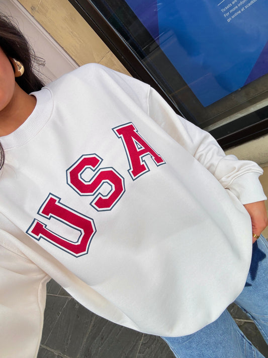 USA Ivory Oversized Sweatshirt