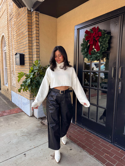 Black Essence Pleather Barrel Pants