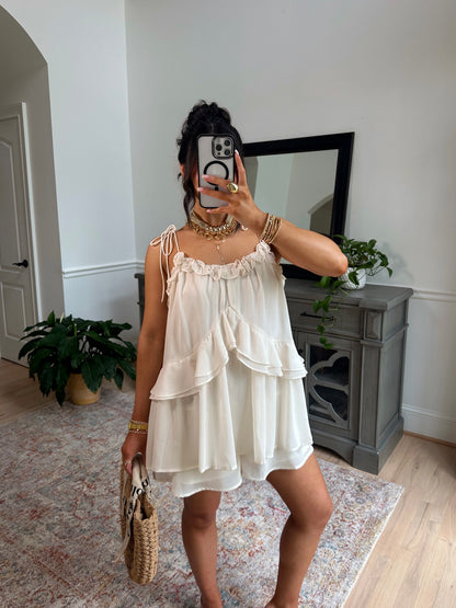 Favorite Girl Ruffle Romper (Ivory)