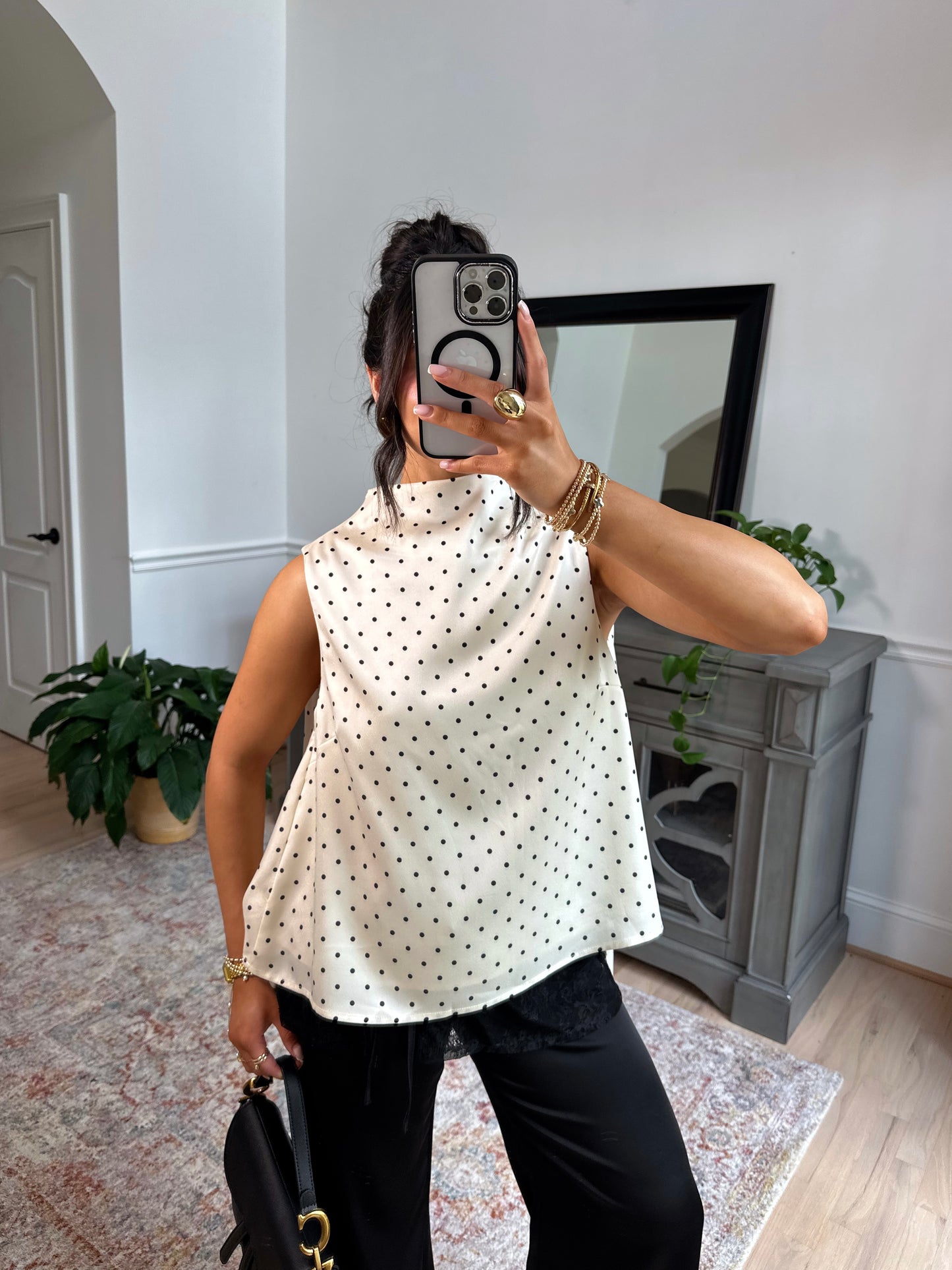 Evening Allure Polka Dot Blouse
