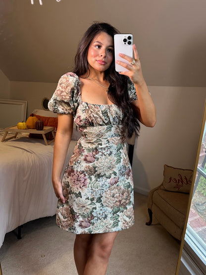 Vintage Floral Open Back Dress