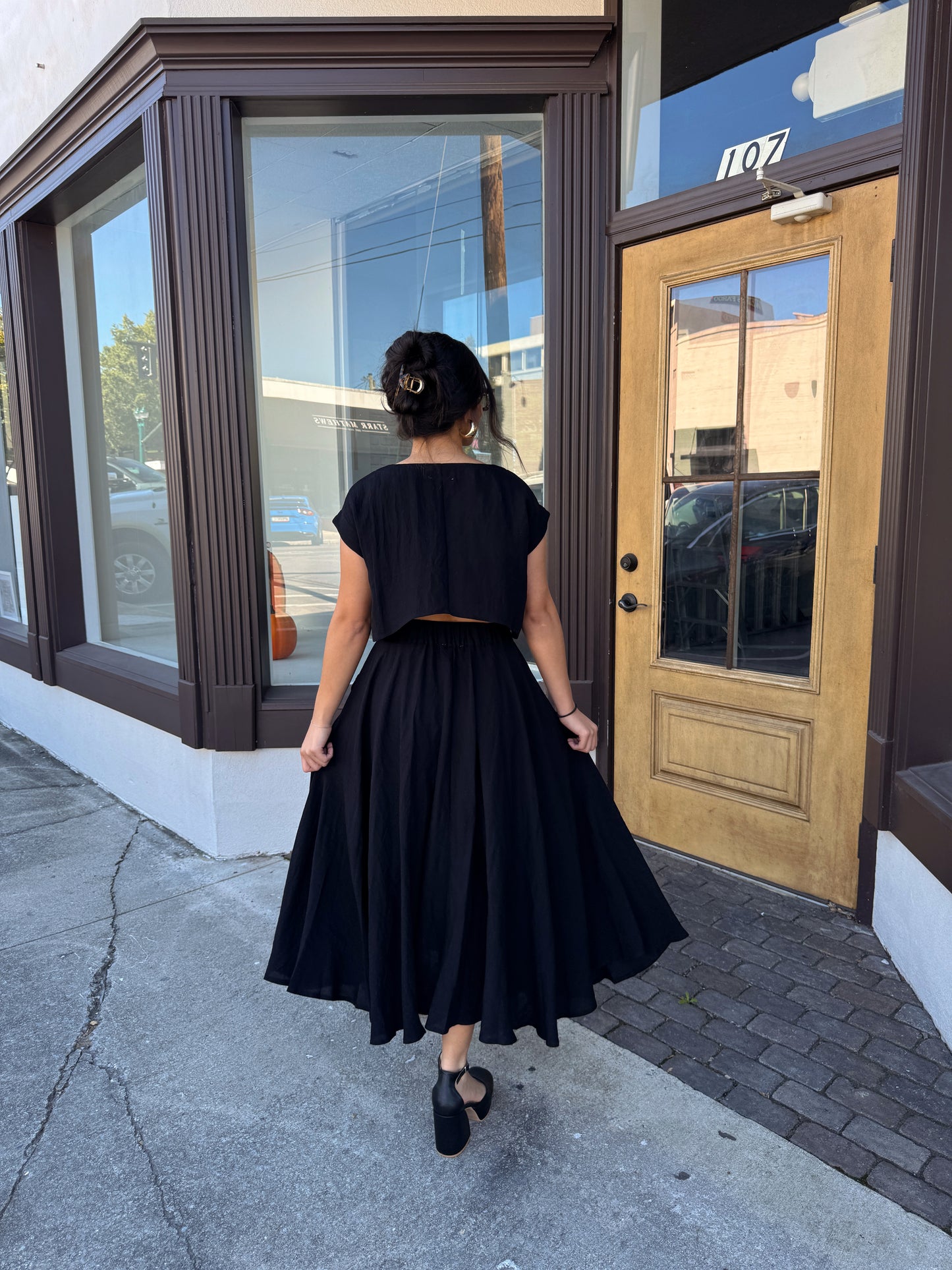 Black Top & Skirt Set