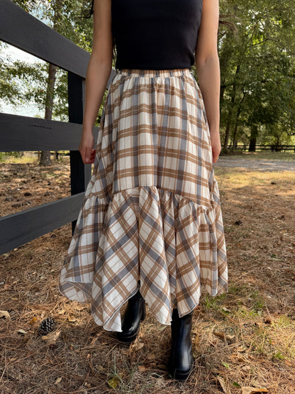 Tan Plaid Skirt