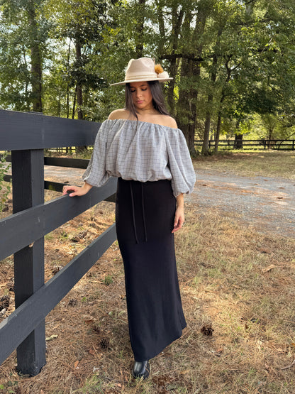 Black Knitted Maxi Skirt