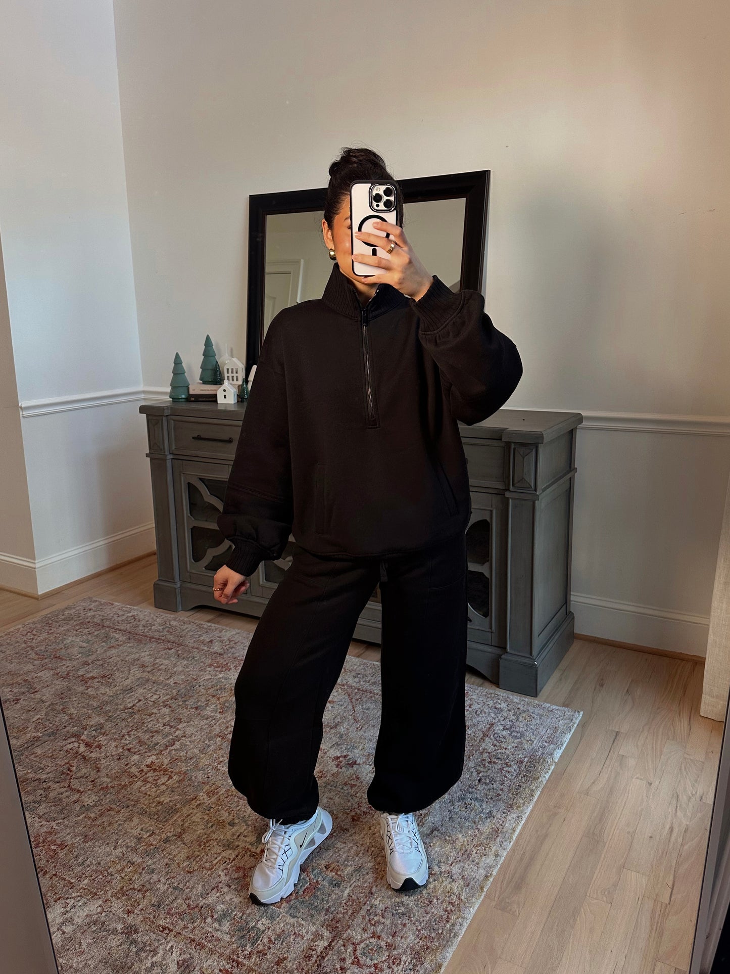 Black Quarter Zip & Jogger Set
