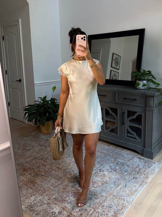 Clara Satin Lace Mini Dress