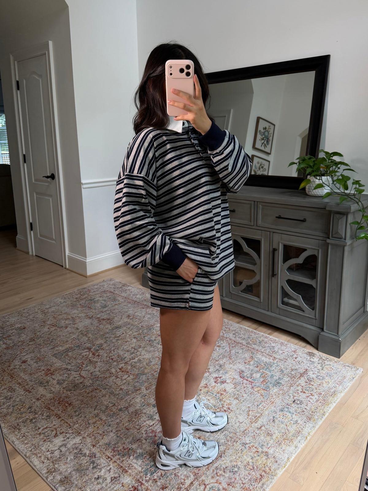 Sunday Club Striped Collegiate Set (Grey/Navy)