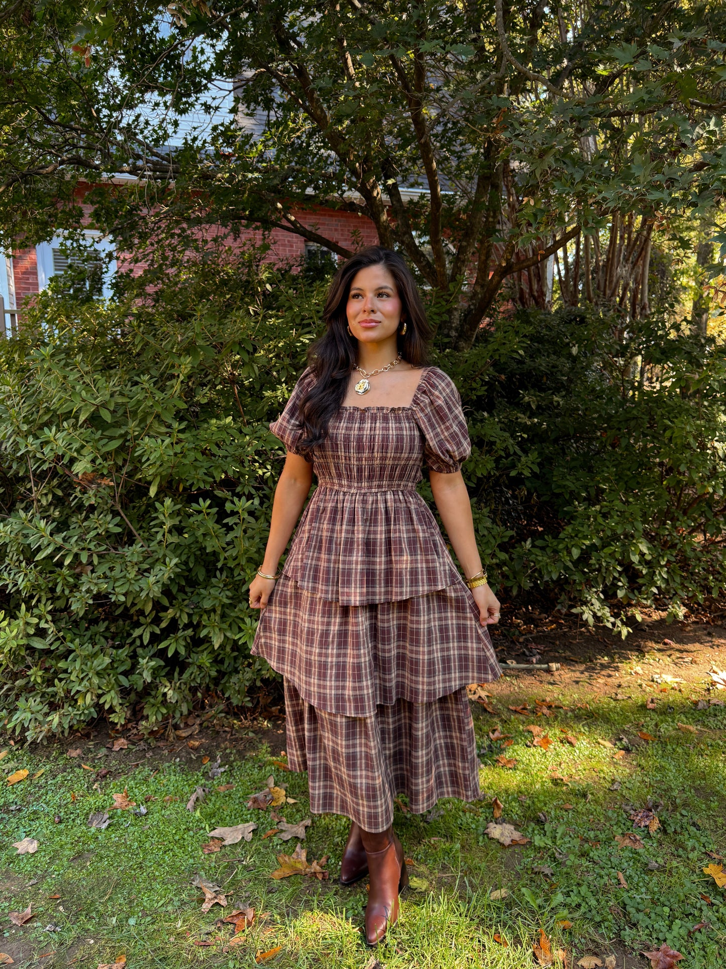 Home for Thanksgiving Plaid Midi Dress