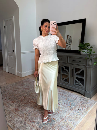 Pearl Buttercream Satin Skirt