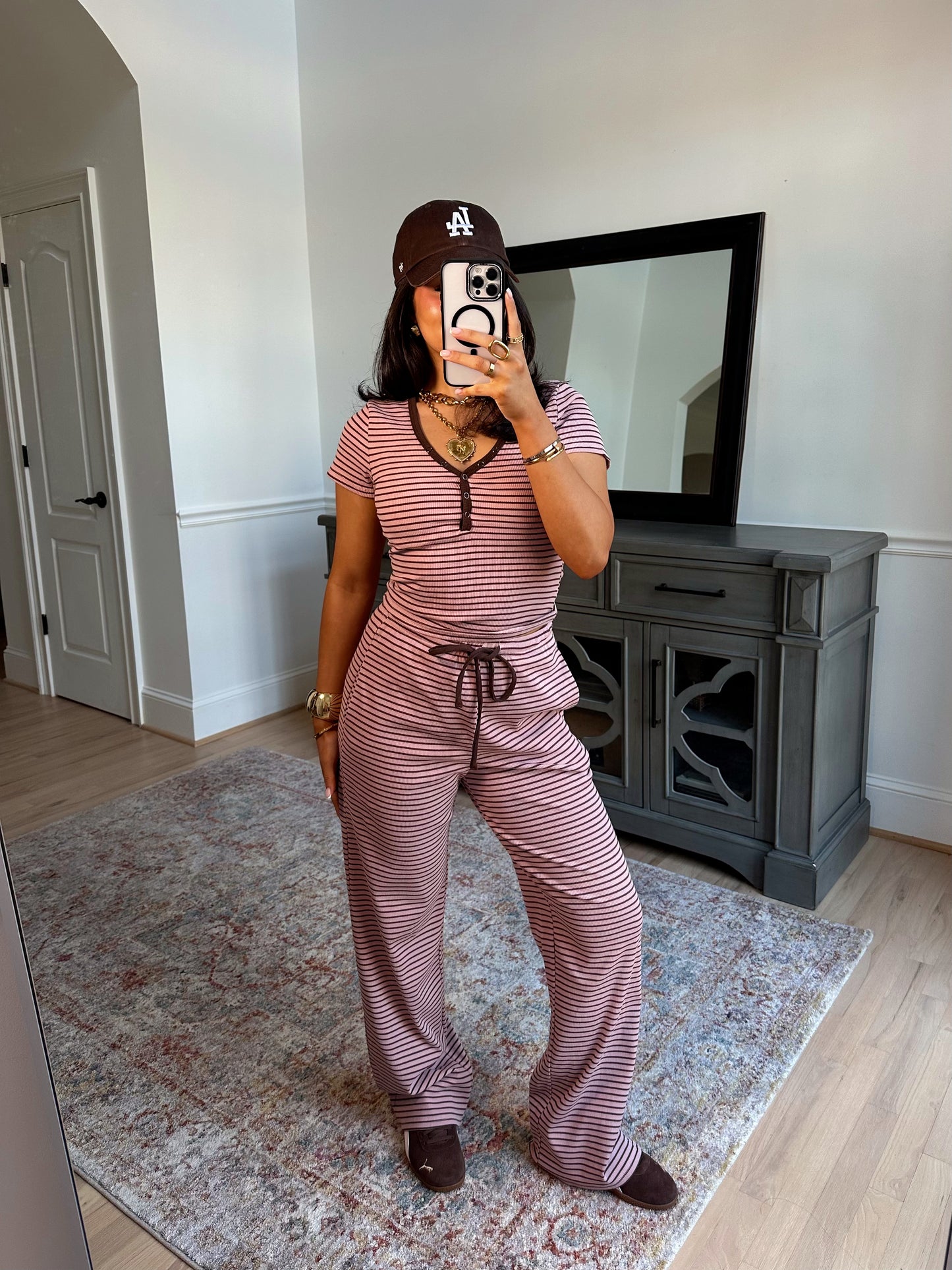 Cocoa Blush Striped Set