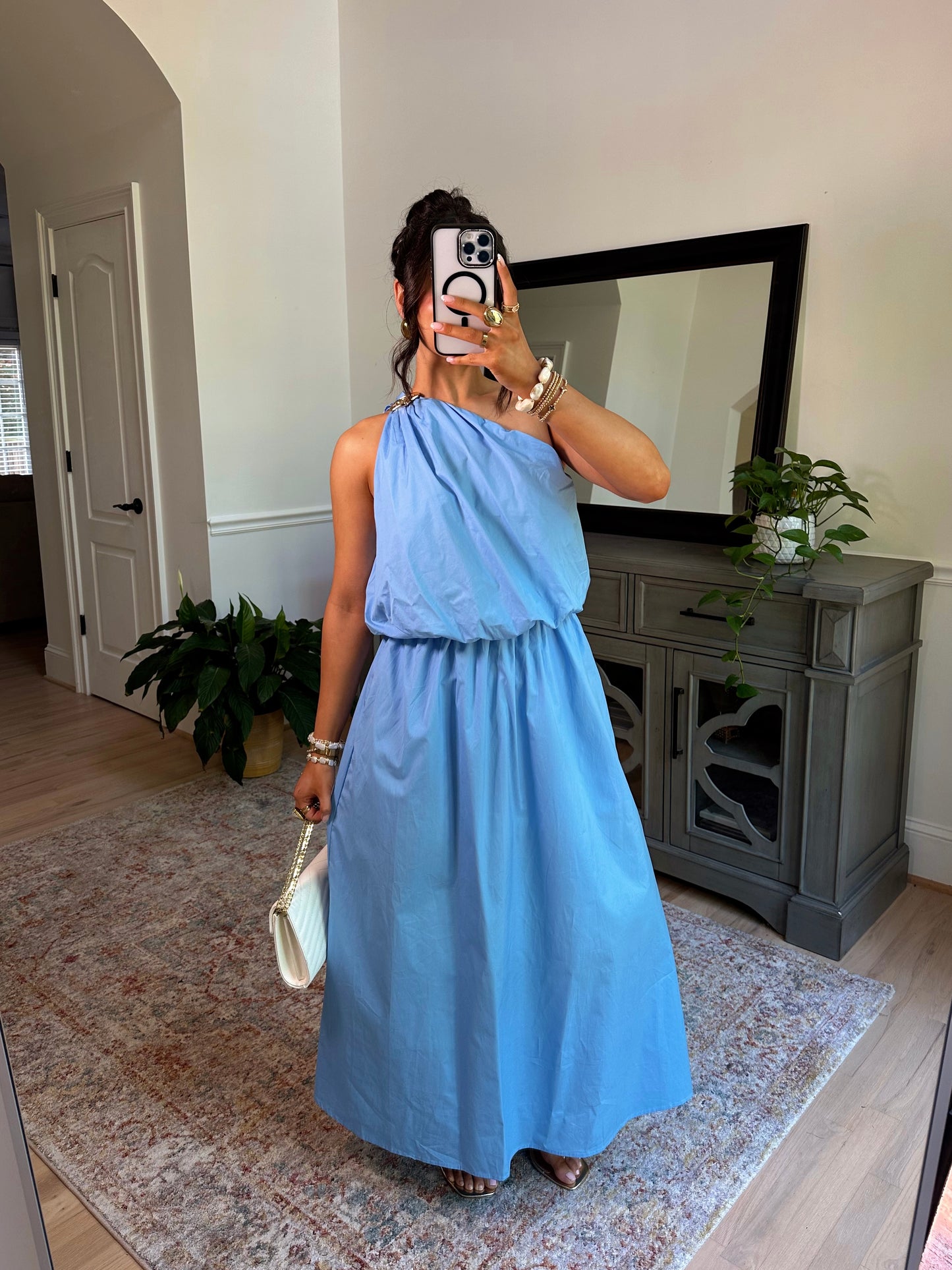 Seaside Shell Blue Midi Dress