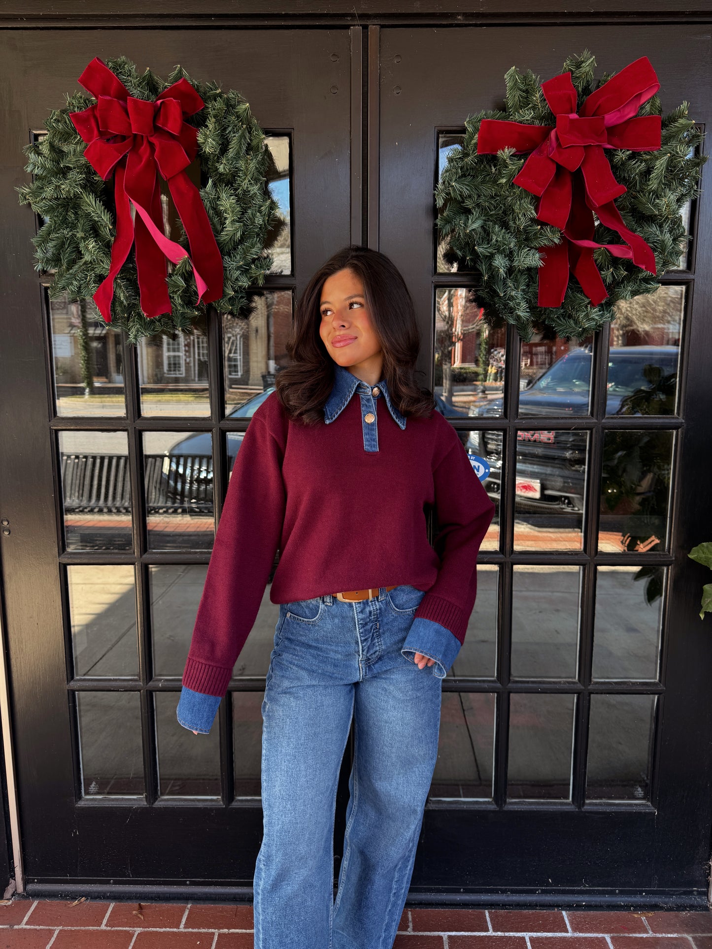 Burgundy Couture Polo Denim Knit