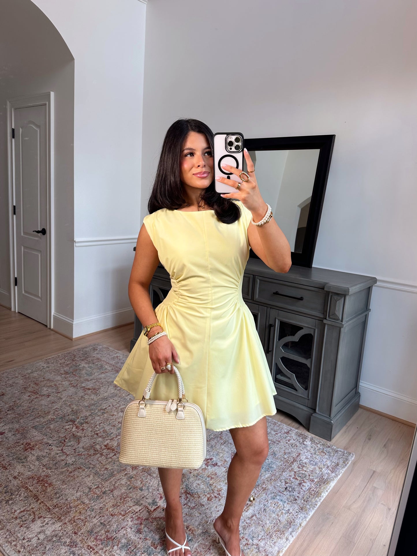 Yellow Magnolia Pleated Dress