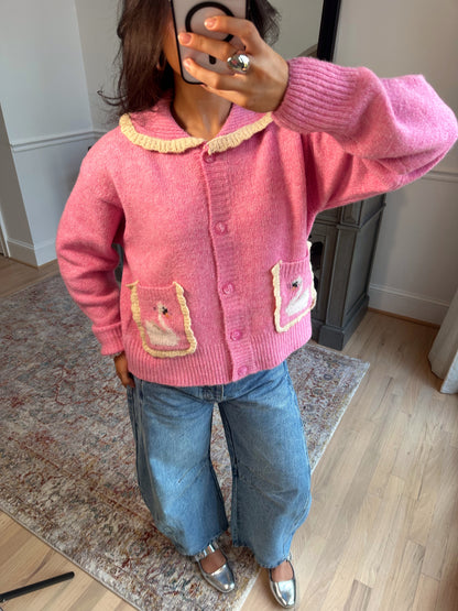 French Swan Pink Cardigan
