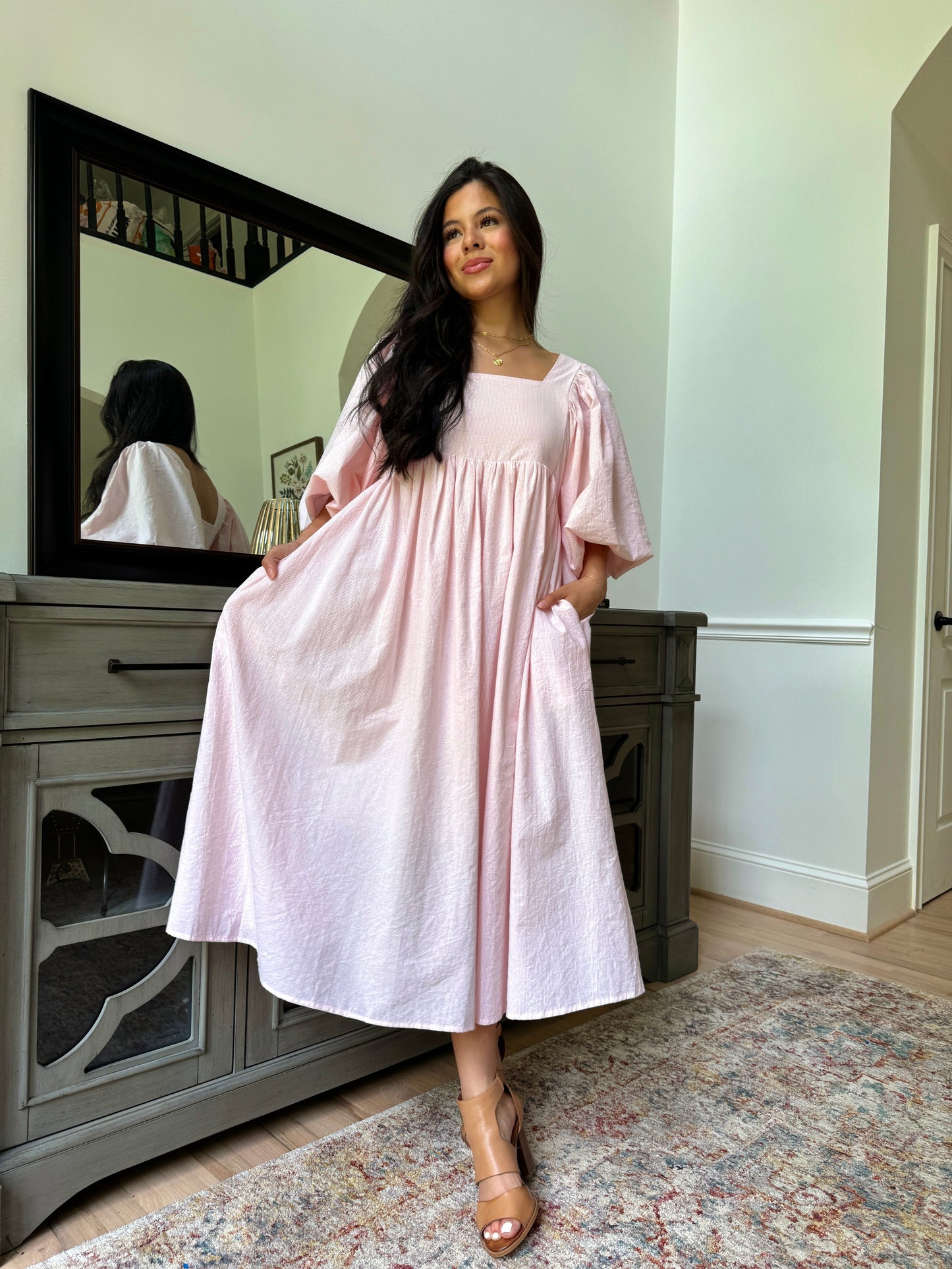 Baby Pink Puff Sleeve Dress