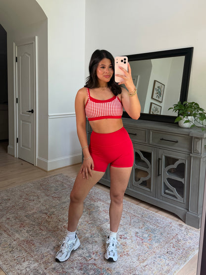 Red Gingham Sports Bra