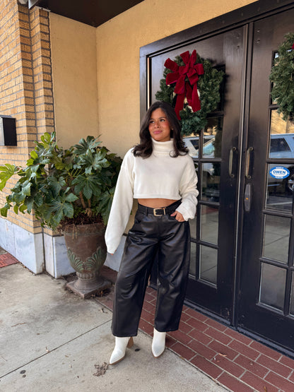 Black Essence Pleather Barrel Pants