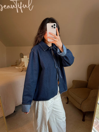 Dark Denim Front Tie Top
