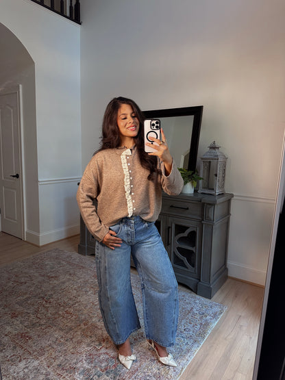 Cinnamon Lace Knit Cardigan