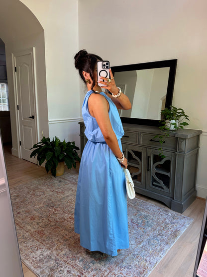 Seaside Shell Blue Midi Dress