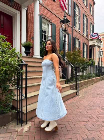 Denim Fit & Flare Tube Dress