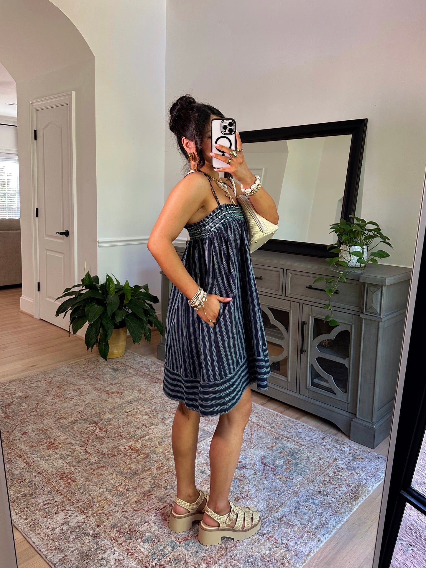 Ocean Air Smocked Stripe Dress