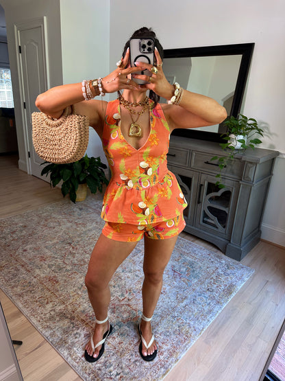 Tropical Fruit Paradise Halter Top