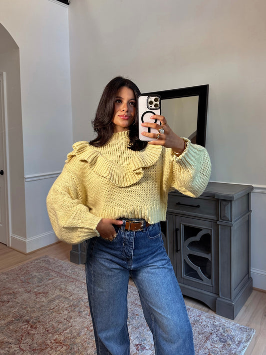 Golden Hour Ruffle Knit Sweater