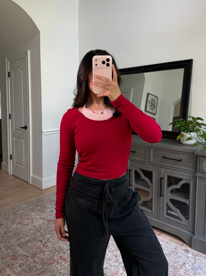 Apple Crisp Layered Top (Red/Pink)