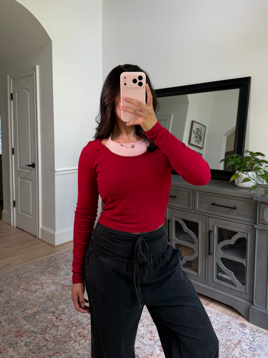 Apple Crisp Layered Top (Red/Pink)