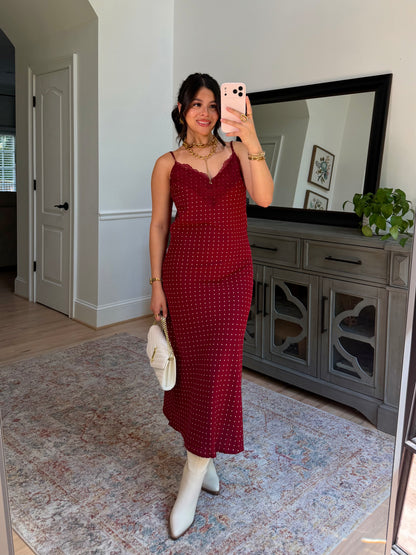 Charlotte Burgundy Polka Dot Dress