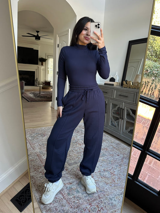 Navy Bodysuit & Jogger Pants Set