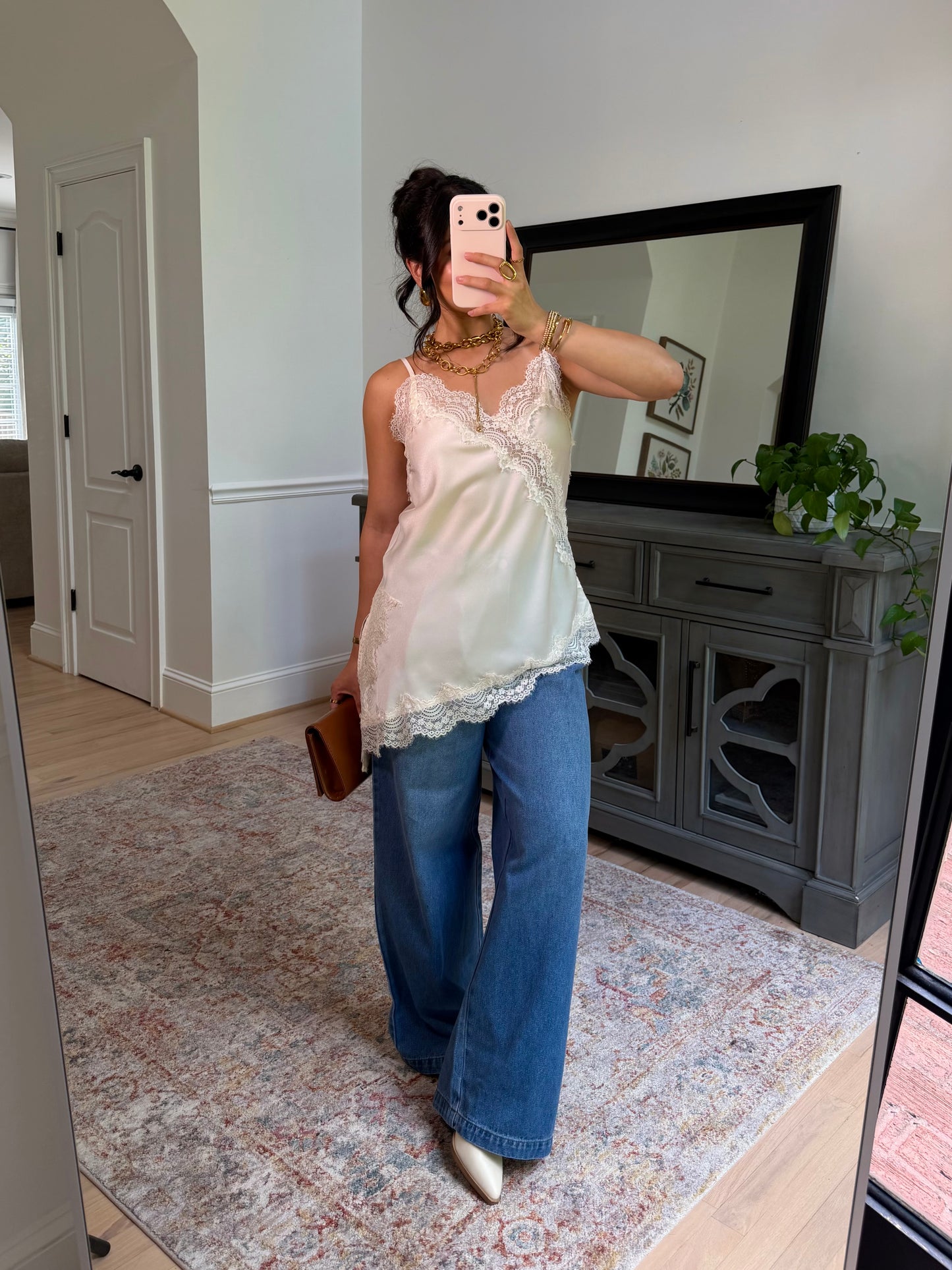 Sienna Cream Satin Lace Top