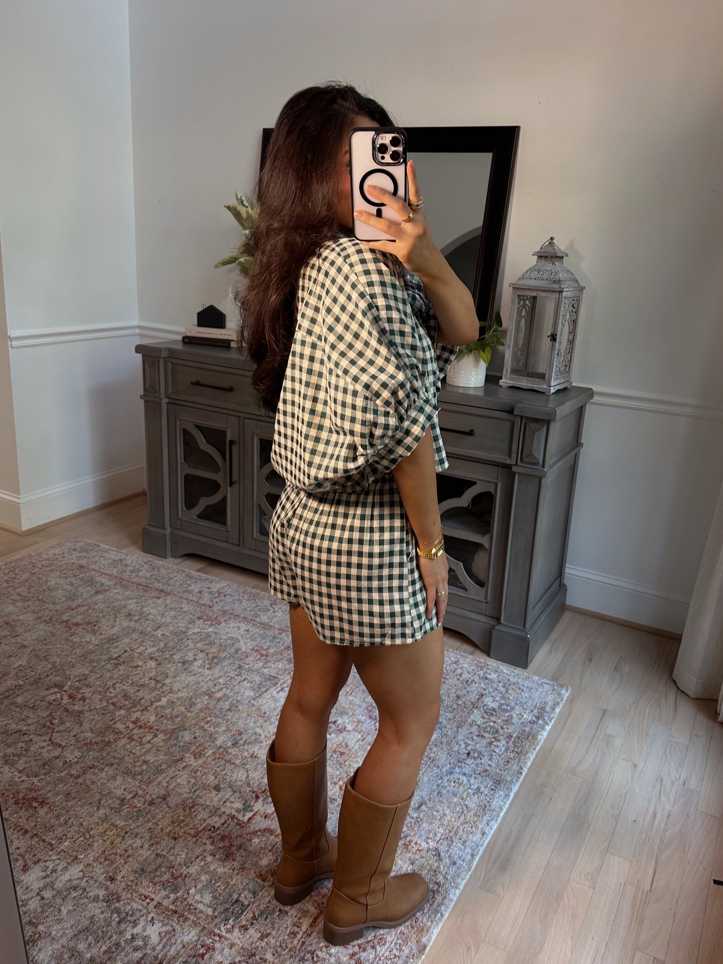 Emilia Green Gingham Set