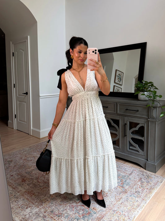 Lovely in Dots Bow Midi Dress