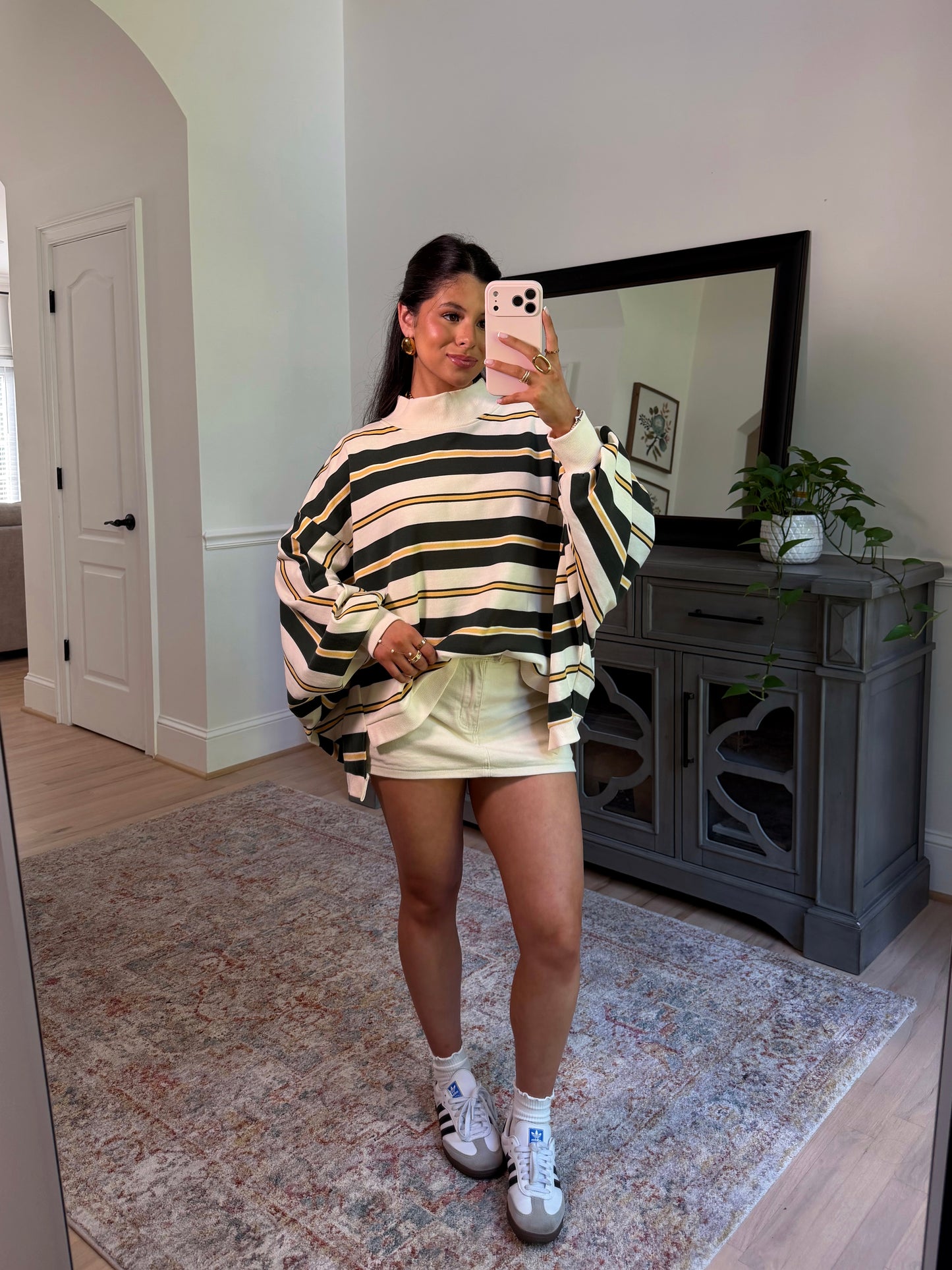 Olive Grove Striped Mockneck