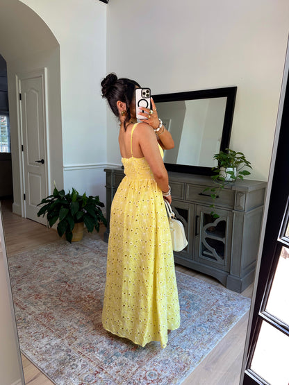 Golden Petals Midi Dress
