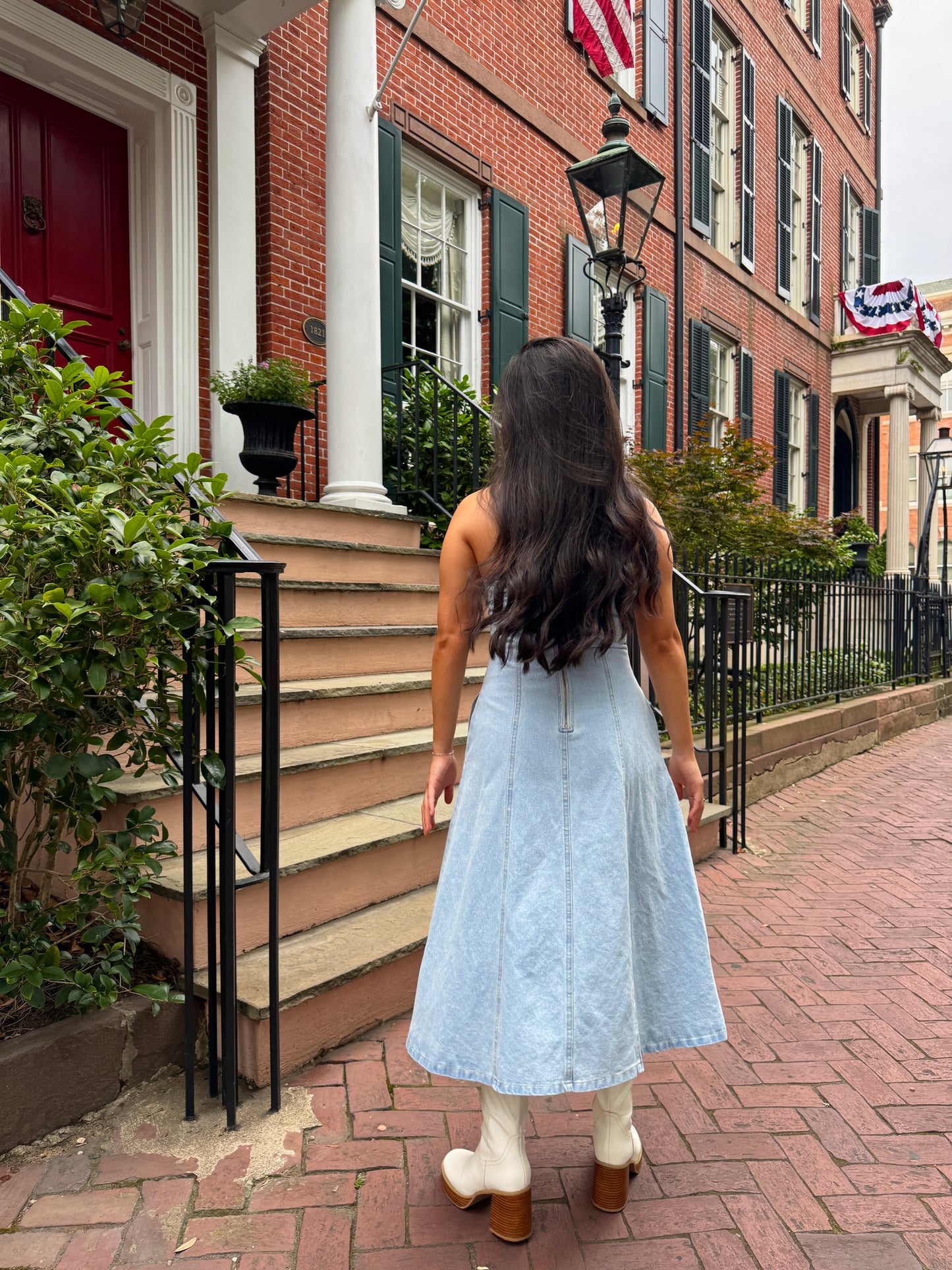 Denim Fit & Flare Tube Dress