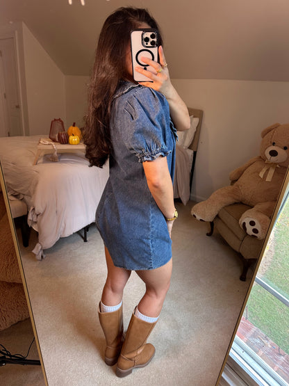 Collar Me Cute Denim Romper
