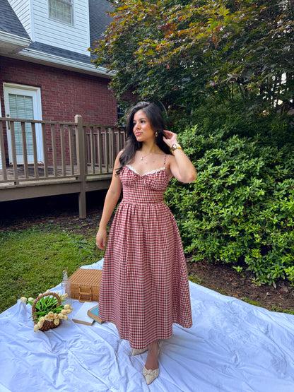 Red Gingham Cottage Dress