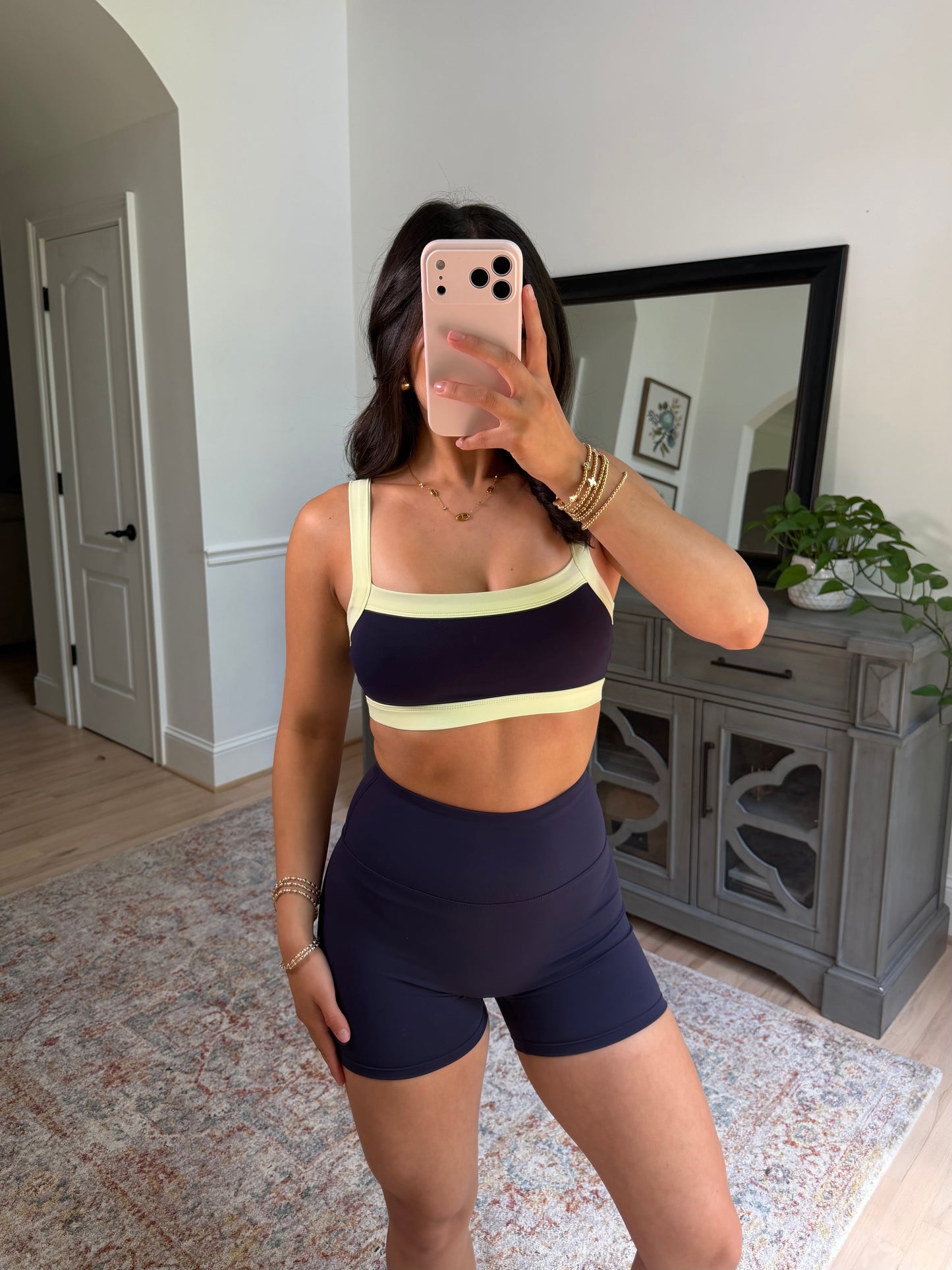 Navy Lime Sports Bra