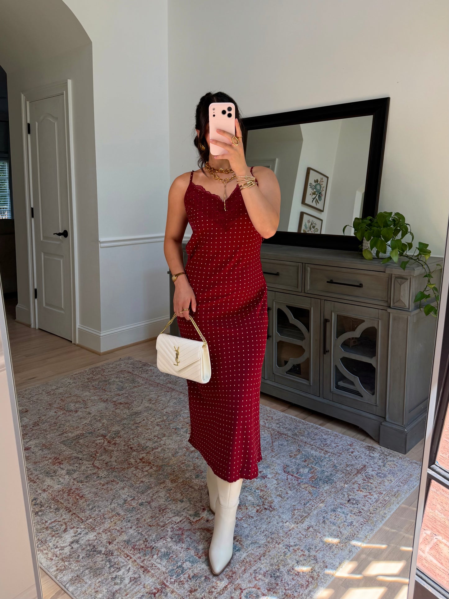 Charlotte Burgundy Polka Dot Dress