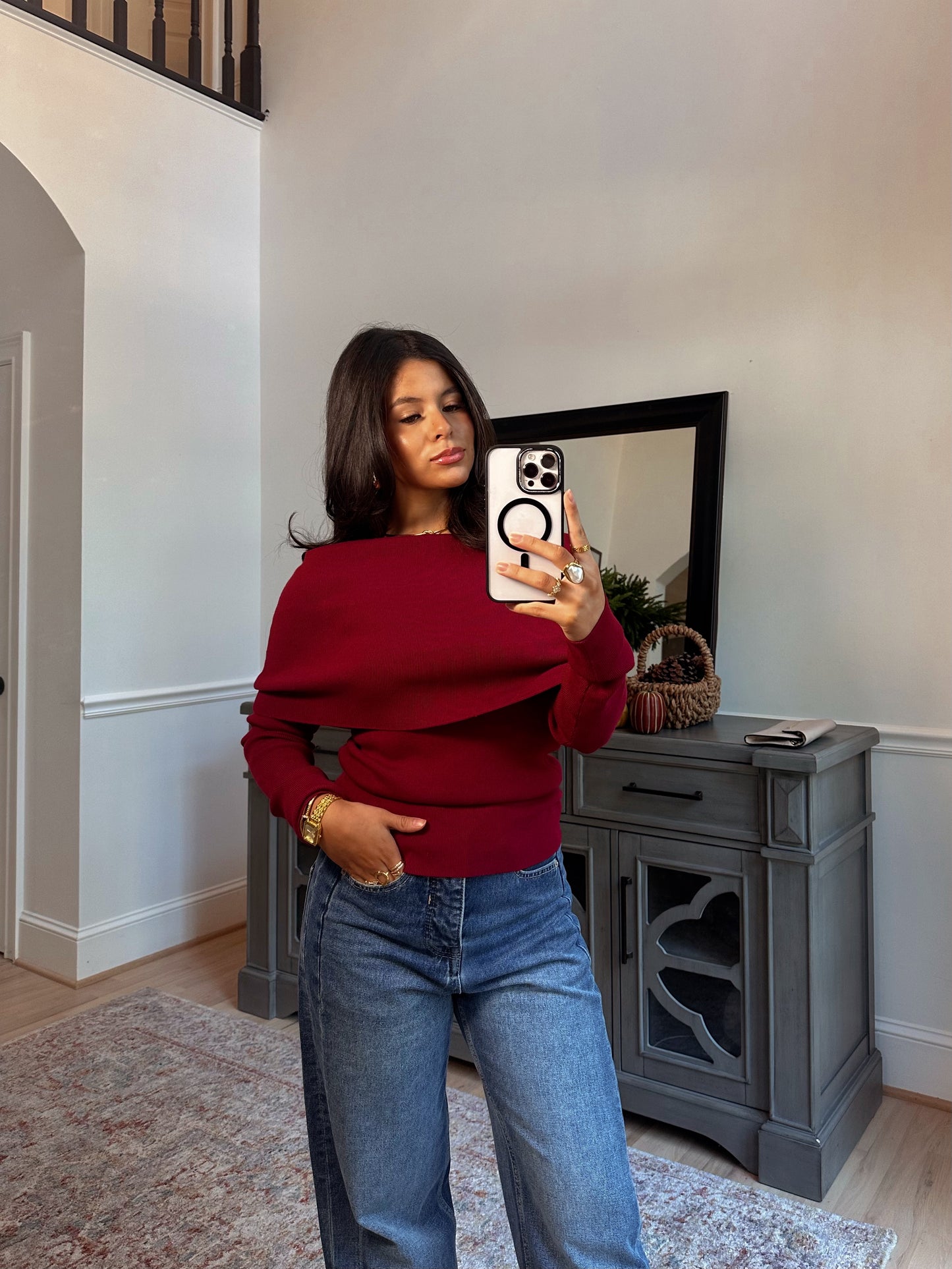 Apple Orchard Burgundy Knit Top