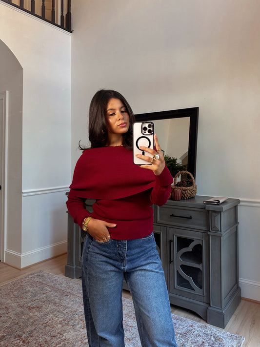 Apple Orchard Burgundy Knit Top