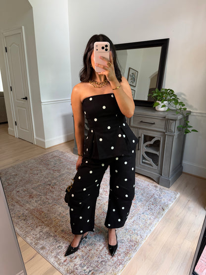 Midnight in Paris Polka Dot Top & Pant Set
