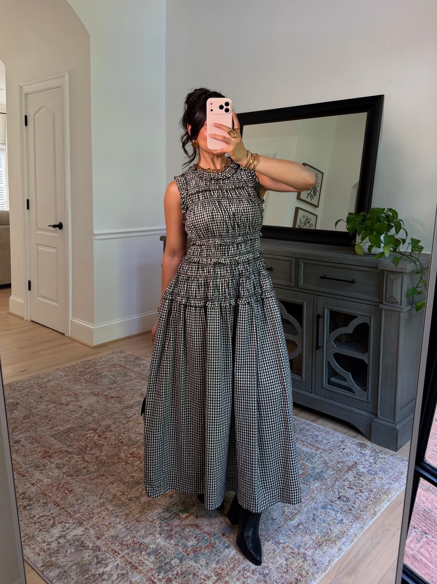 The Sinclair Black Gingham Dress
