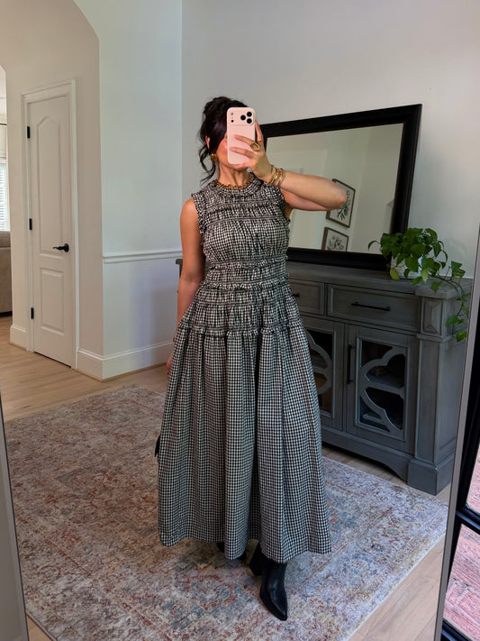 The Sinclair Black Gingham Dress