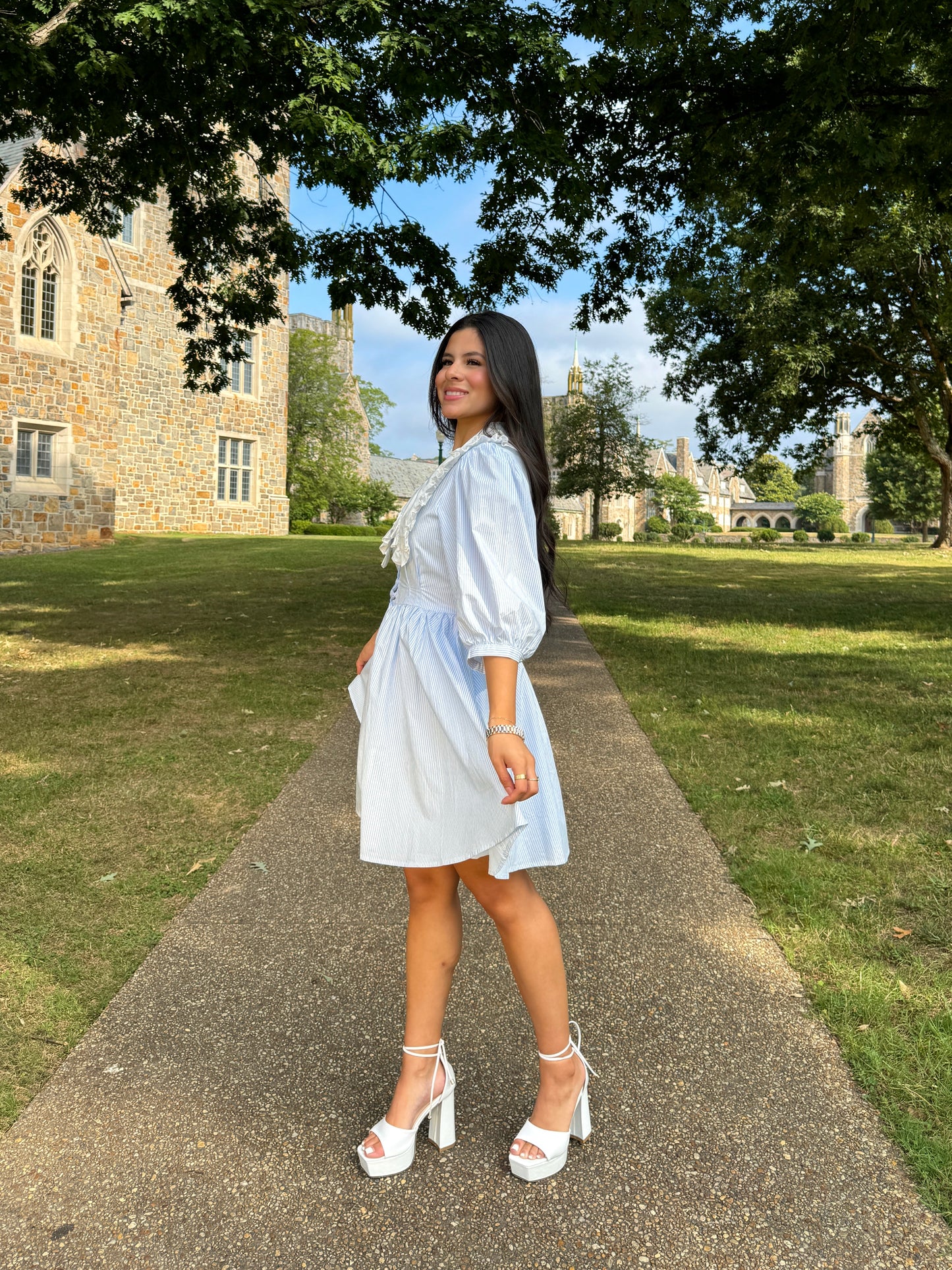 Southern Belle Baby Blue Striped Dress