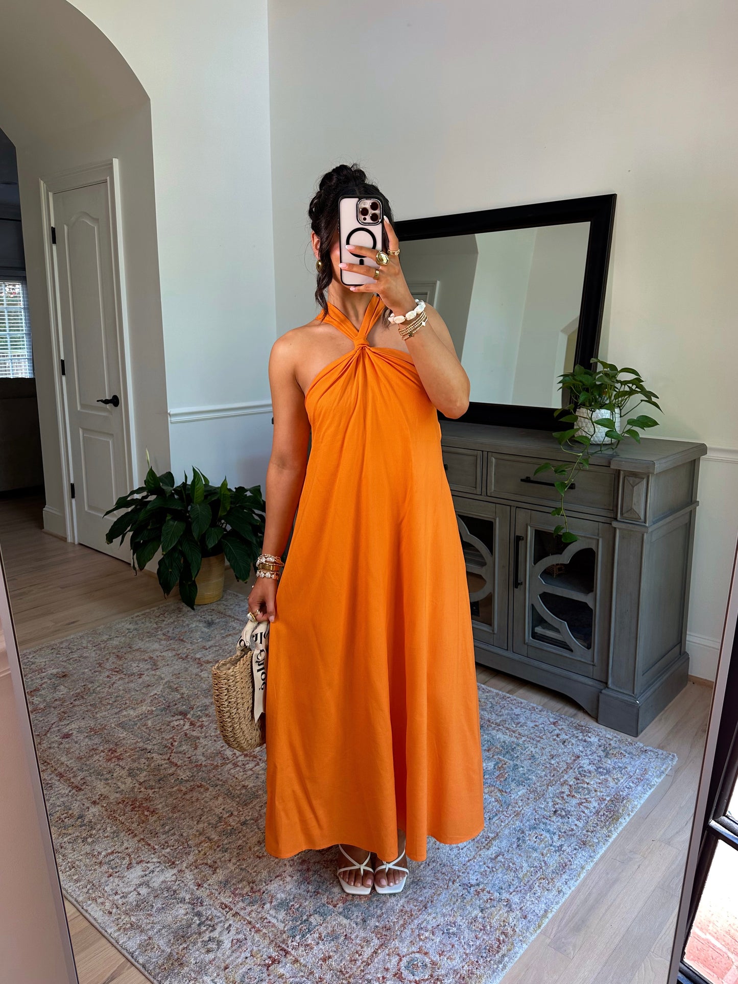 Citrus Orange Midi Dress